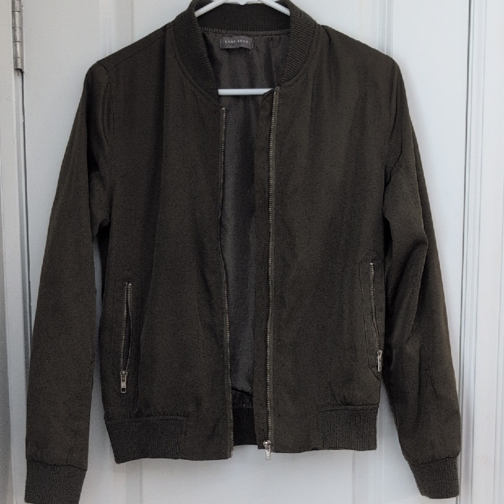 Dark Green Satin Finish Bomber Jacket